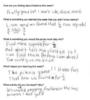 A student’s response to five questions related to fractions teaching and learning.