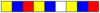 Nine squares in a row: coloured yellow, blue, red, yellow, blue, blank, yellow, blue, red. The student fills in the blank.